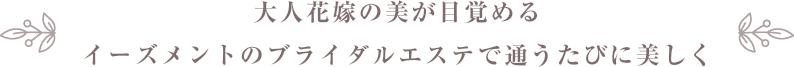 大人花嫁の美が目覚めるイーズメントのブライダルエステで通うたびに美しく